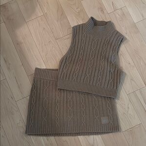 Alo Brown Cable Knit Sweater Set